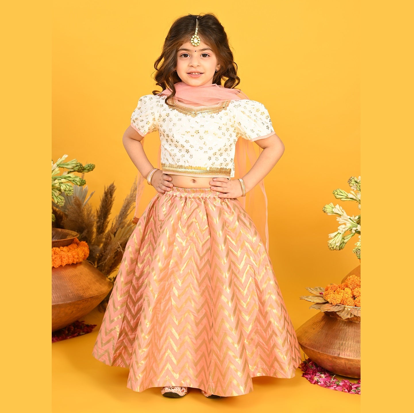 Buy Jaipuri Fashion Ethnic georgette lehenga choli for kids in RED BHANDEJ  Print. (9-10 Years) at Amazon.in